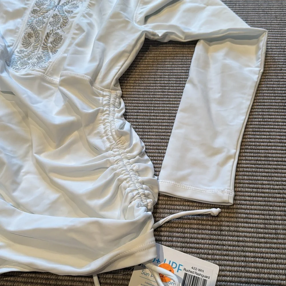 cabanalife Embroidered Convertible Ruched Rashguard. Size medium. Never worn. - Picture 3 of 8